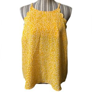 NEW Sweet Wanderer Camisole XL Marigold Yellow White Dot pattern Scalloped Hem